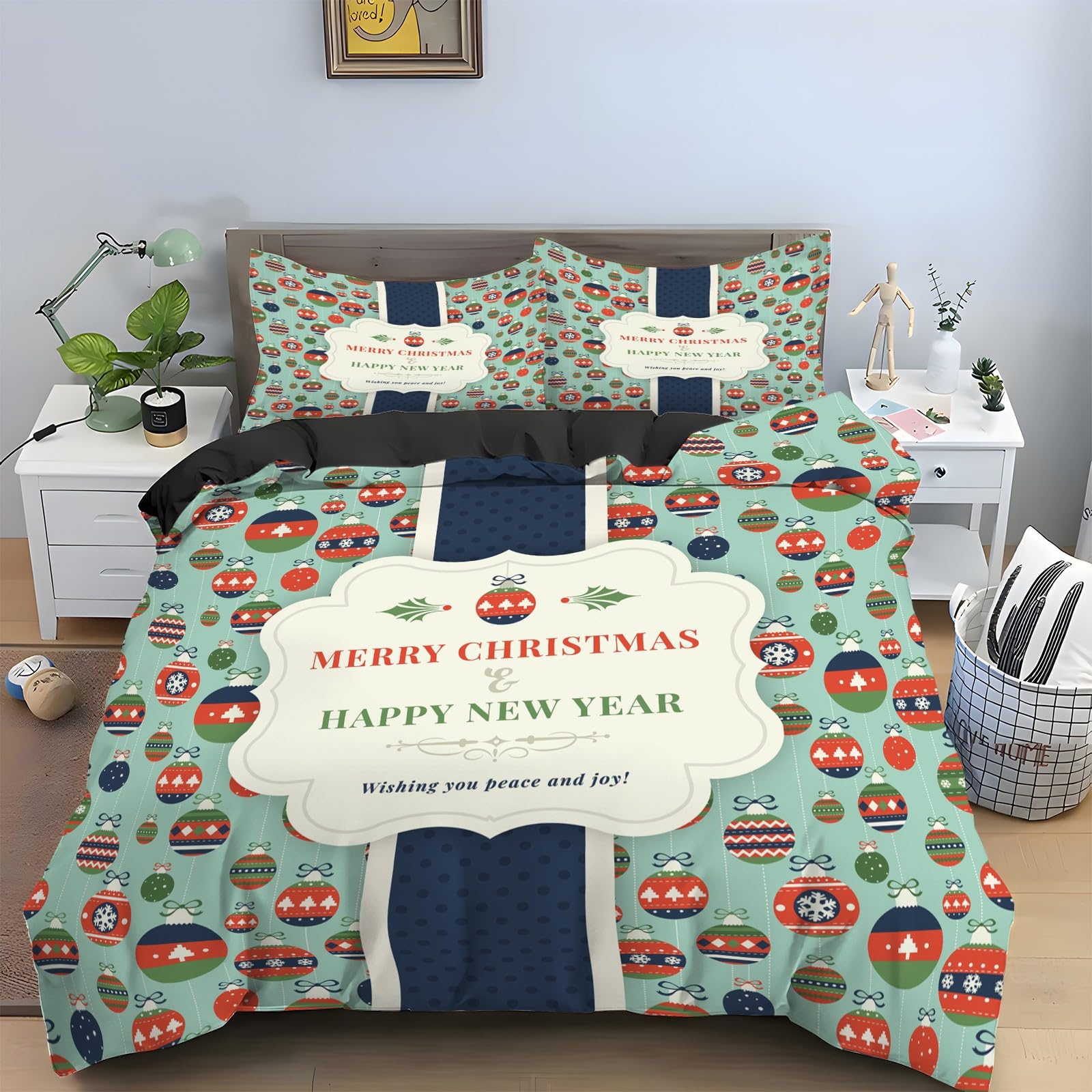Ensemble de literie 3 pièces Noël en microfibre douce premium