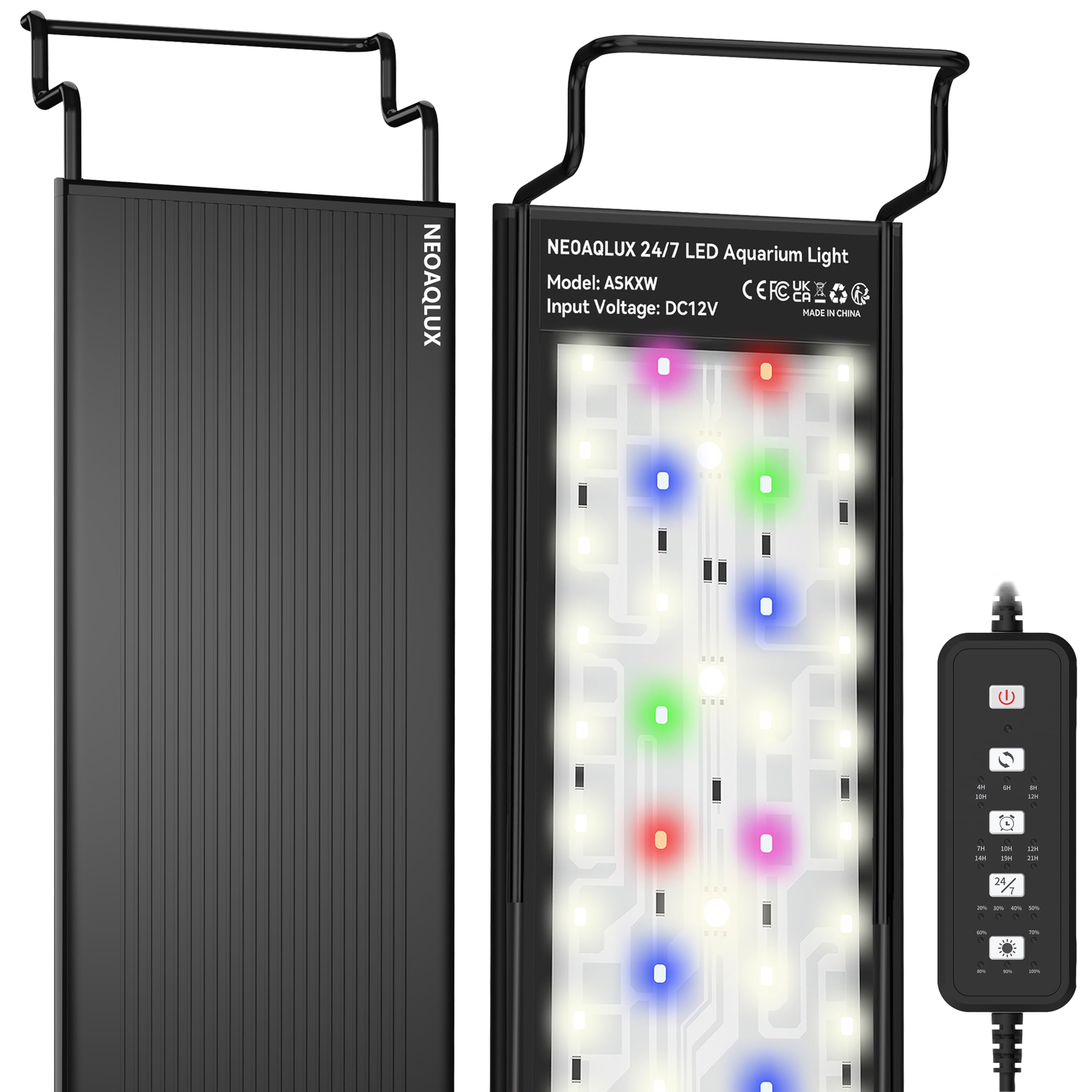 24/7 LED Aquarium Light for 18-24 Inch Plant & Fish Tank, 12-Color & Gradient & Full Spectrum with Auto On/Off, Brightness, Sunrise-Daylight-Moonlight, Extendable Brackets for Freshwater IP68