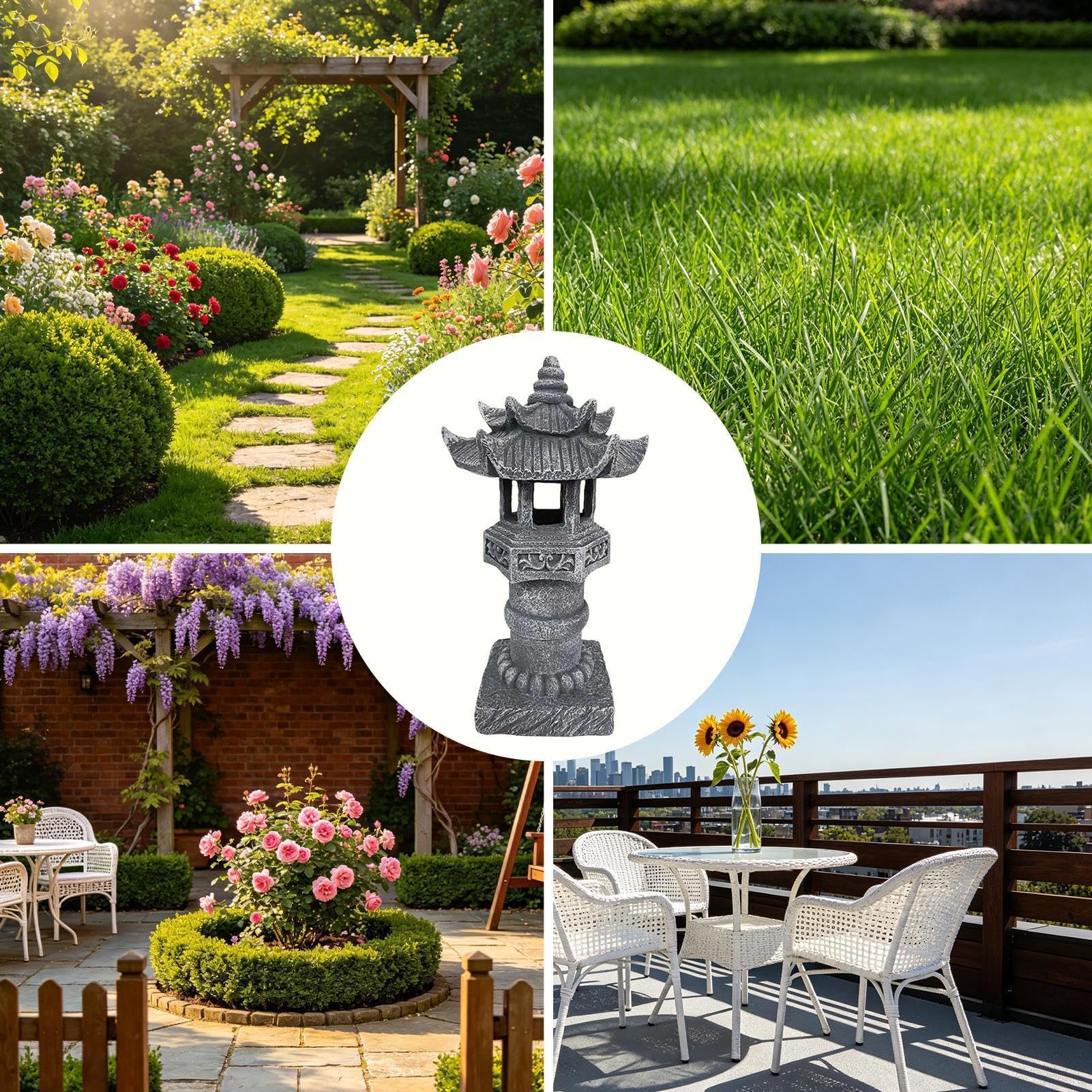 Statue da giardino per esterni, 30 cm, impermeabili, estetiche giapponesi