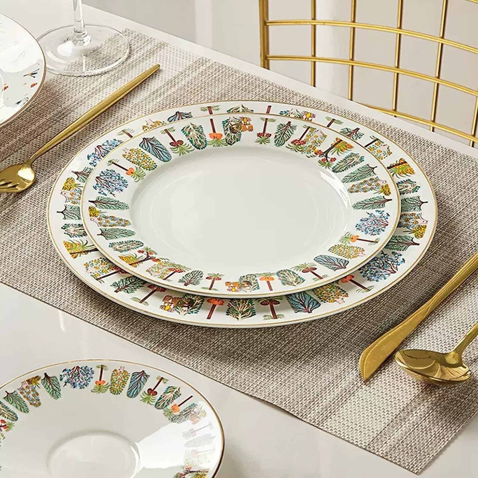Platos de Camping Cubiertos de cerámica de cocina de 8/10 pulgadas, plato de postre, plato de comida occidental for restaurante, plato de aperitivos for restaurante en casa Plato Decorativo(10 inch)