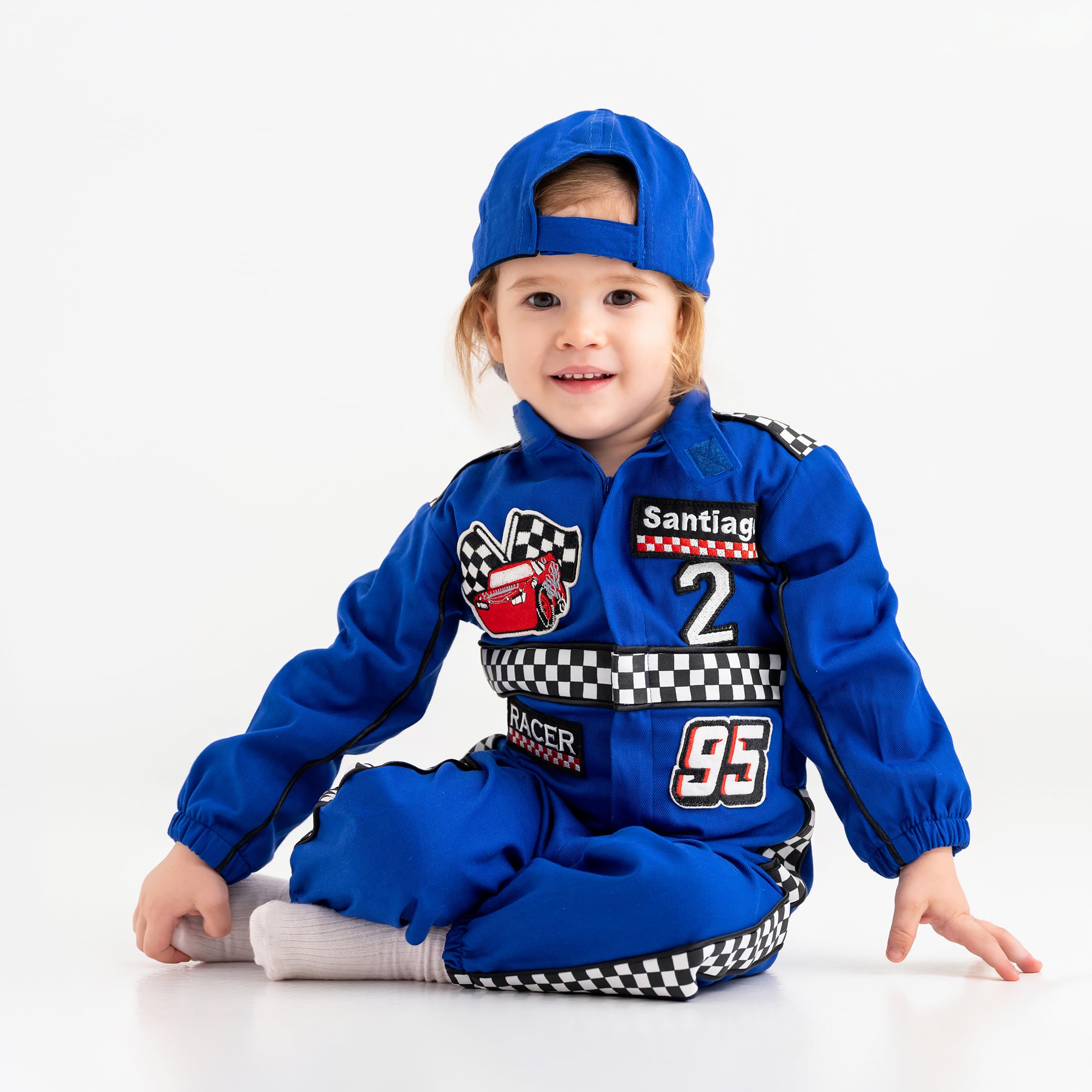 Costumes Club Personalized Handmade Race Car Driver Costume for Toddlers (3T, Blue), 3 Years - Image 5