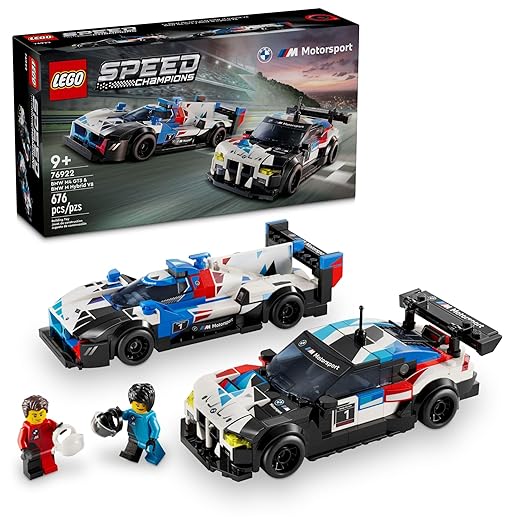 LEGO Speed Champions BMW M4 GT3 & BMW M Hybrid V8 Race Cars, BMW Toy for Kids with 2 Buildable Models and 2 Driver Minifigures, Car Toy Birthday Gift Idea for Boys and Girls Ages 9 and Up, 76922