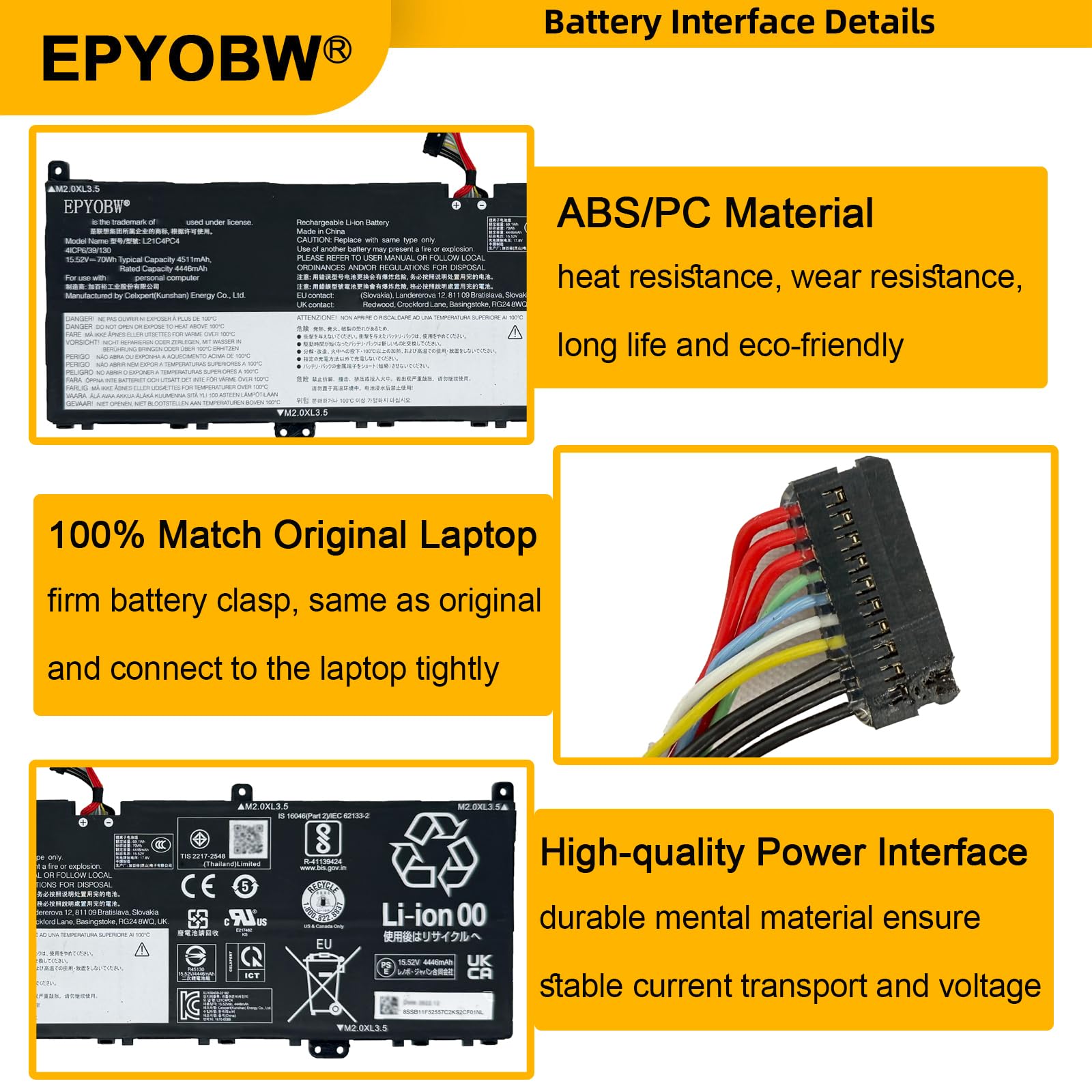 Amazon.com: EPYOBW L21C4PC4 Laptop Battery 70Wh 4511mAh 15.52V