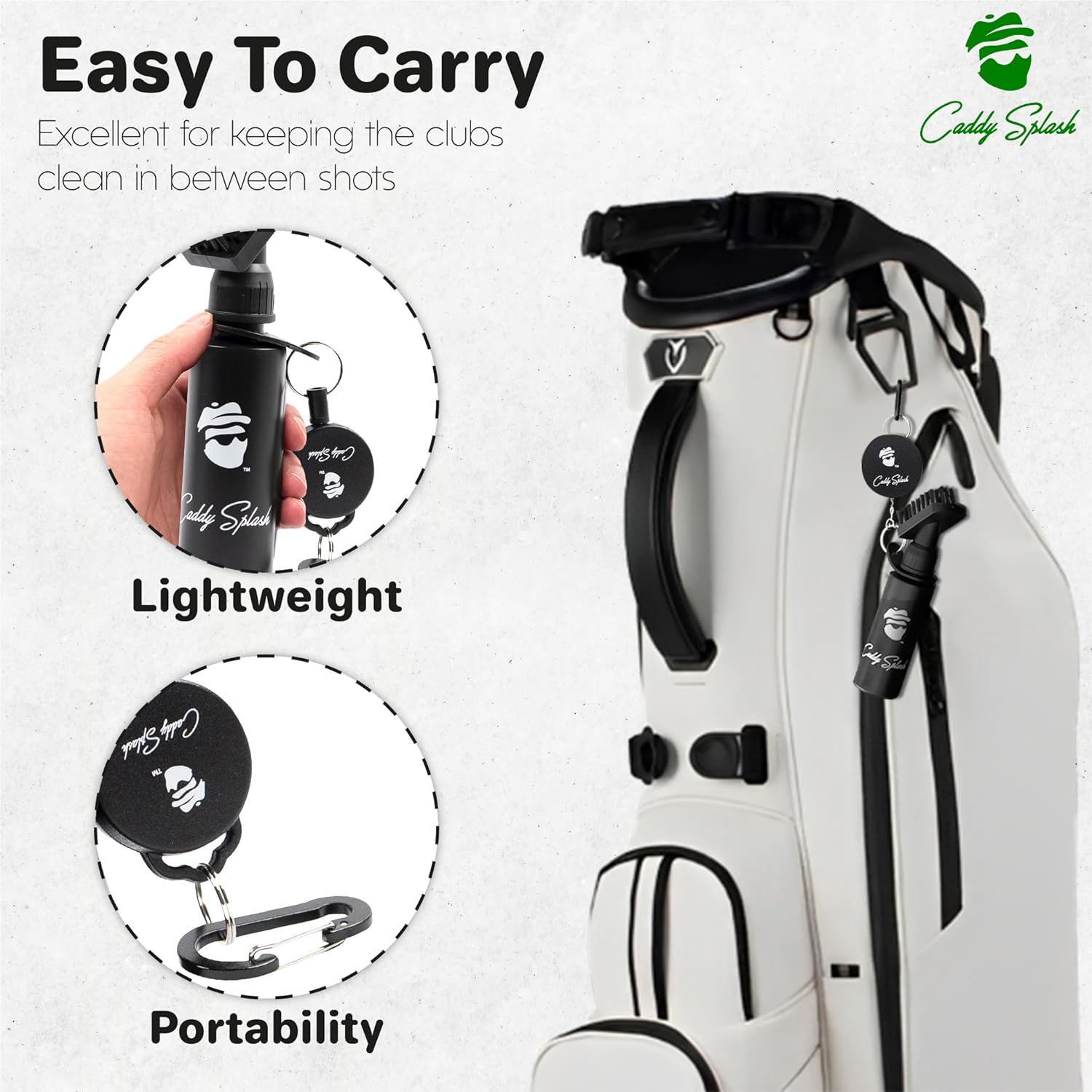 Caddy Splash Golf Club Brush Cleaner with Water - Heavy Duty Retractable Clip- Squeeze Bottle for Easy Cleaning with Nylon Bristles- Holds 4 Oz Water - Golf Accessories for Men- USA Company - Image 4