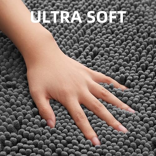 Miniatura 3 de SERISSA Juego de 2 alfombras de baño, absorbentes para baño, de felpilla antideslizante, juego de alfombras de baño en forma de U + alfombra de