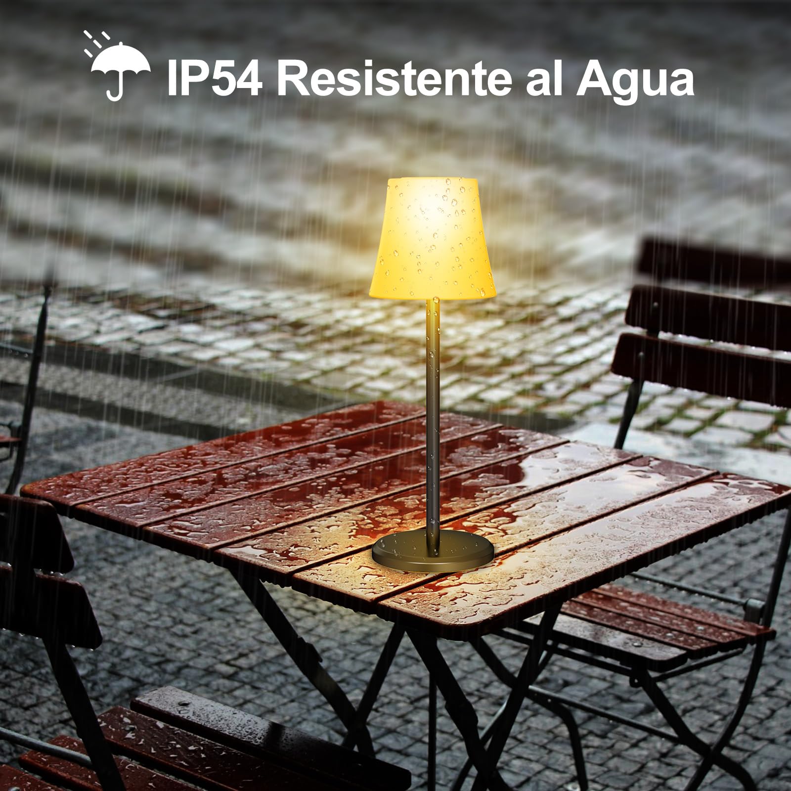 Suright Lámpara de Mesa Inalámbrica con 3 Temperaturas de Color+RGB, Lámpara de Noche Recargable Brillo Ajustable, Lámpara de Escritorio IP54 Impermeable para Restaurante, Dormitorio, Camping