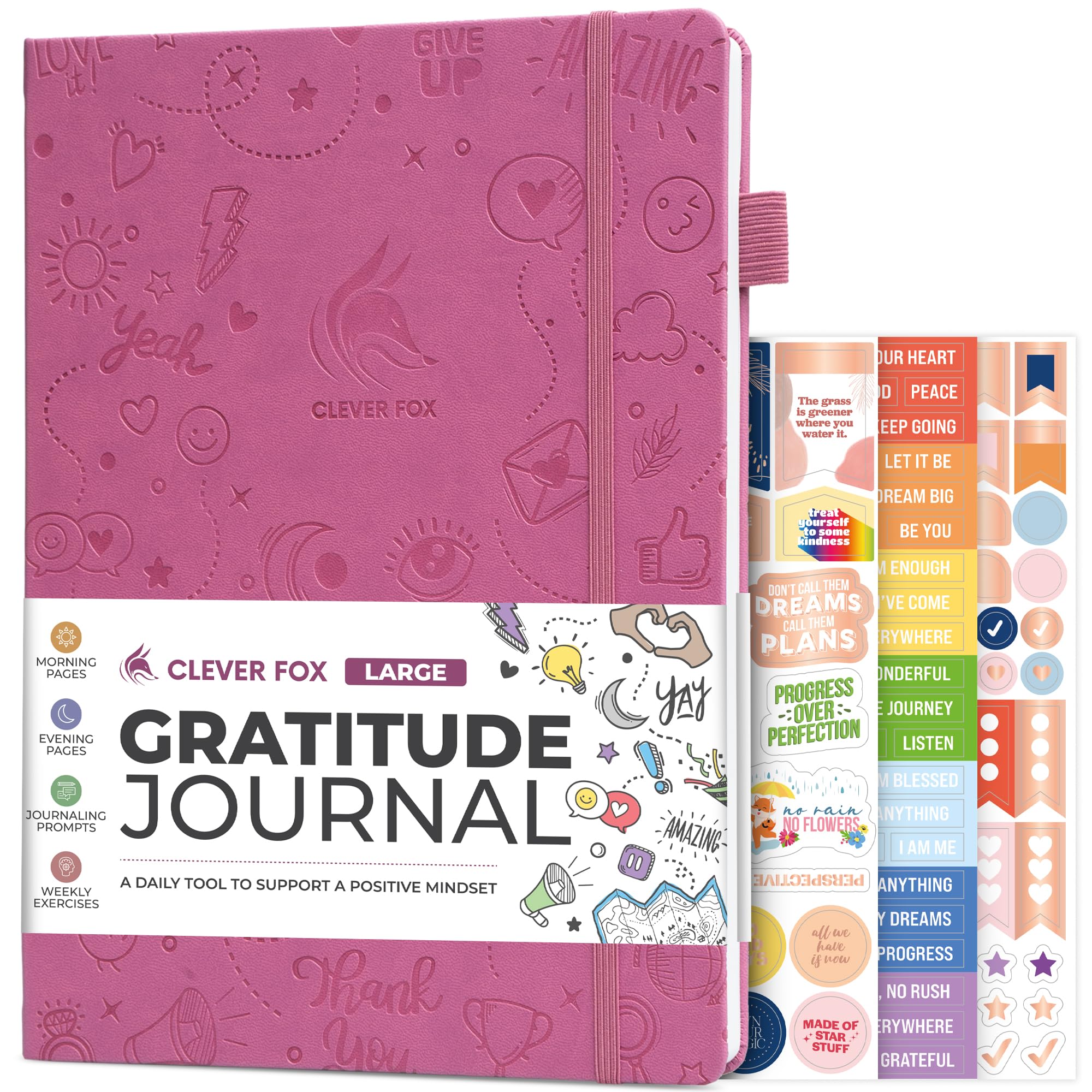 Clever Fox Gratitude Journal Large, Happiness, Positivity & Affirmation Journal, Inspirational Daily Notebook, 3 Months