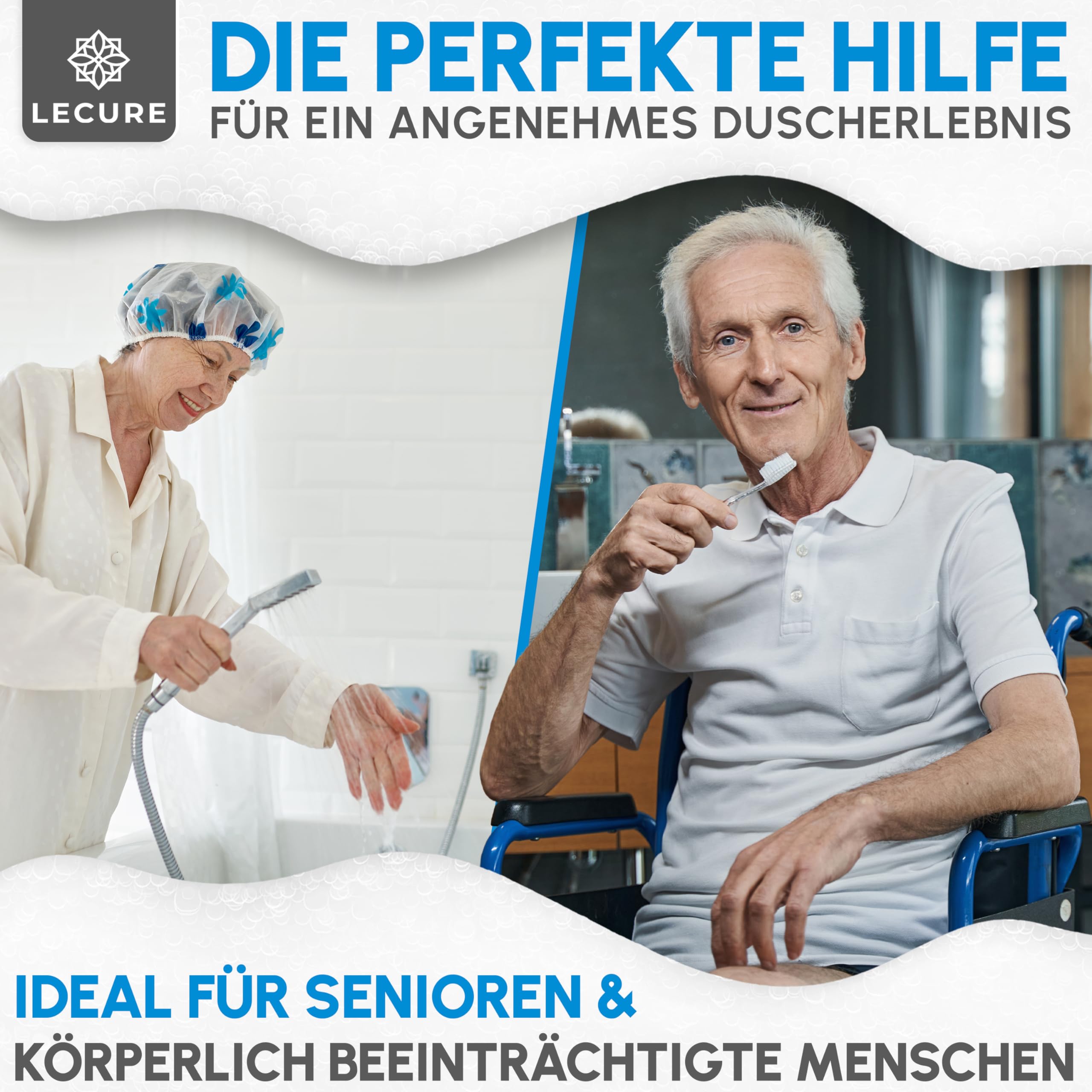 Duschstuhl für Senioren [höhenverstellbar & rutschfest] - gepolsterter Duschhocker mit Anti-Rutsch-Füßen und abnehmbaren Rücken- & Armlehnen [bis 200 kg]