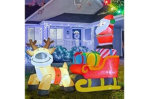COMIN Christmas Inflatable Santa Claus on Sleigh with Reindeer
