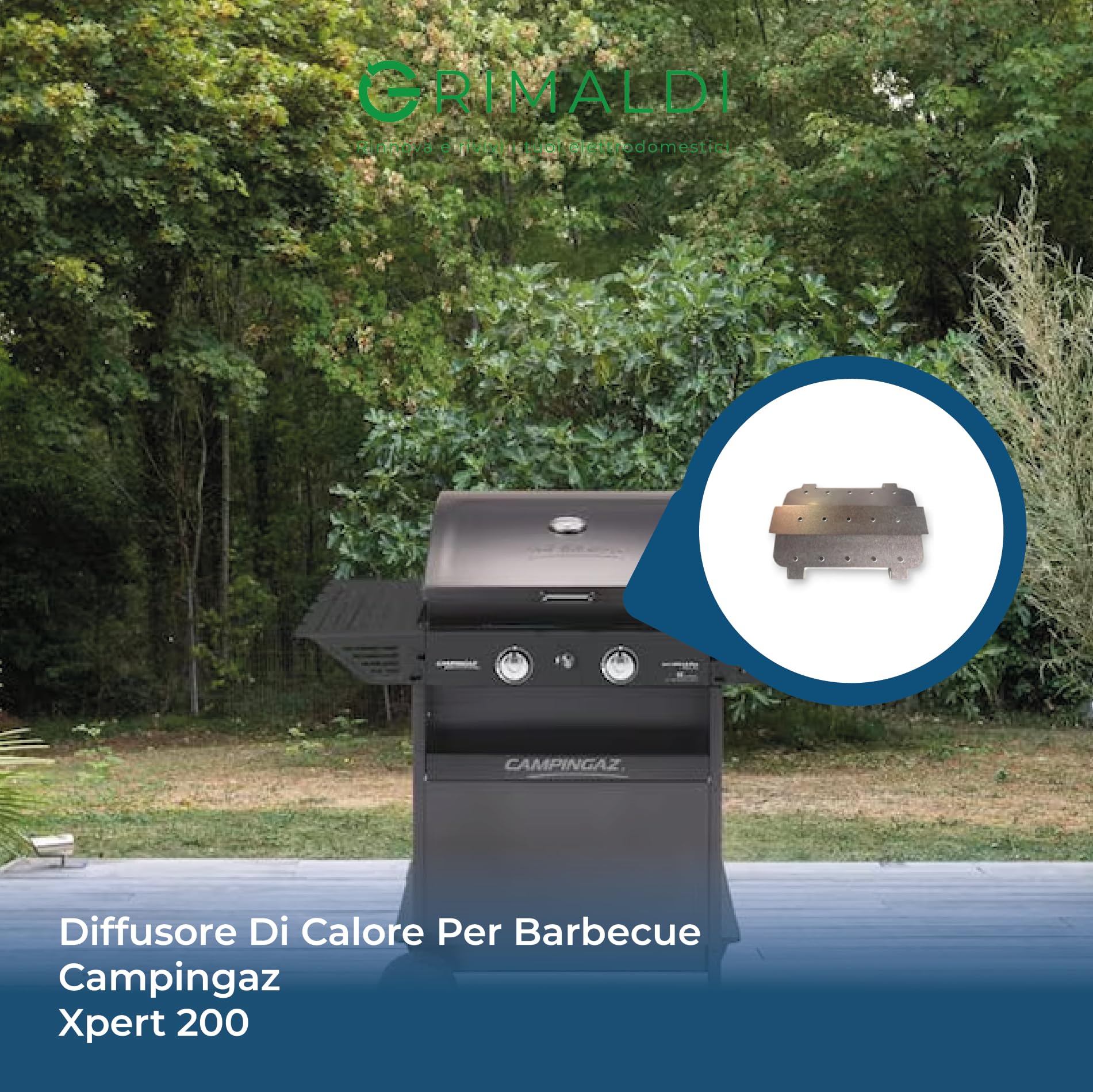 G GRIMALDI 5010004783 Diffusore di Calore Barbecue Compatibile con Campingaz Xpert 200 — Piastra Diffusione Calore BBQ Gas — Ricambio Protezione Bruciatore Barbecue