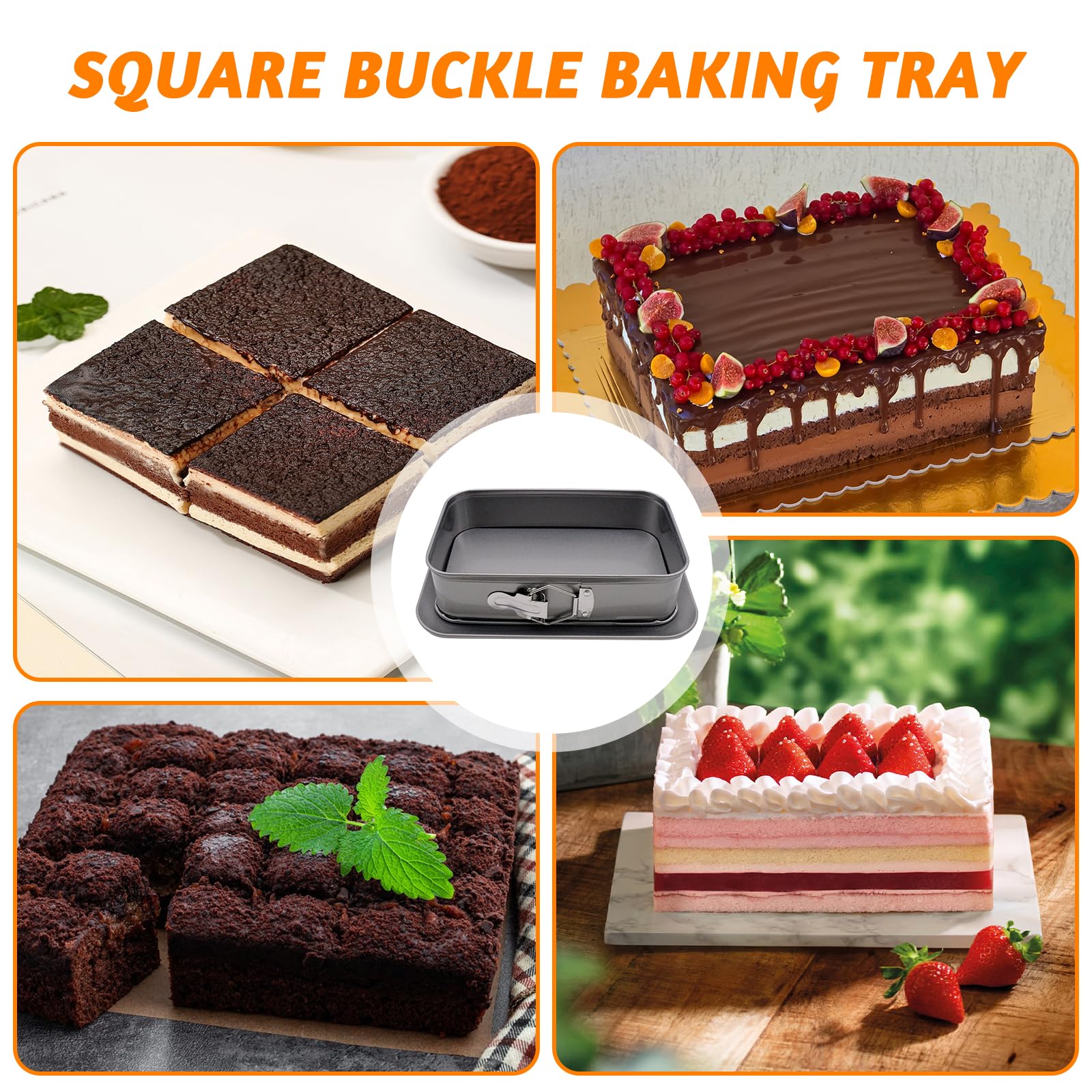 Stampo apribile rettangolare,teglia tiramisù rivestimento antiaderente,24 x 14 cm, teglia rettangolare per torte, cheesecake, mousse