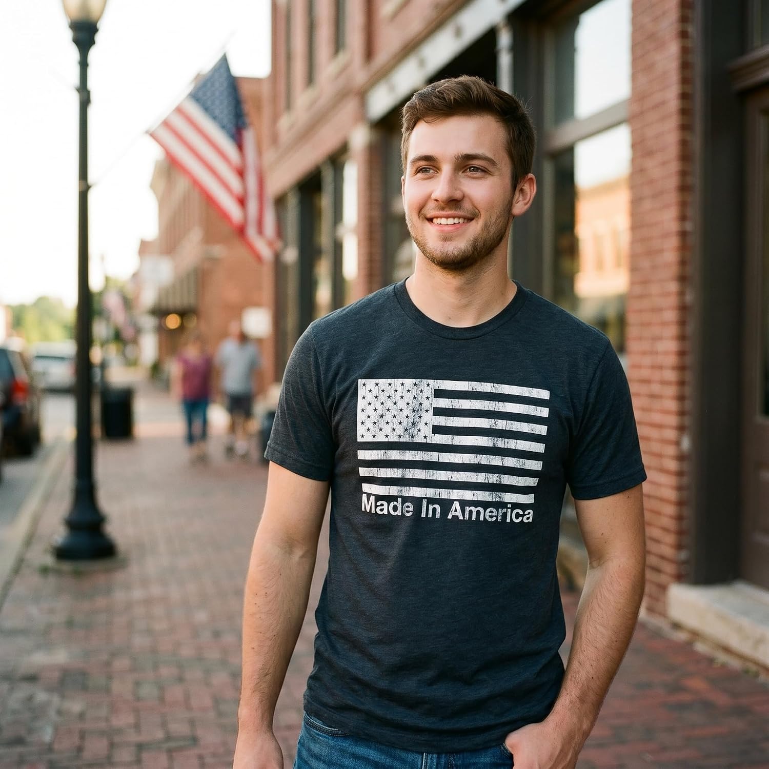 Mens Made in America T Shirt Funny Patriot Flag US Pride Party Graphic Tee
