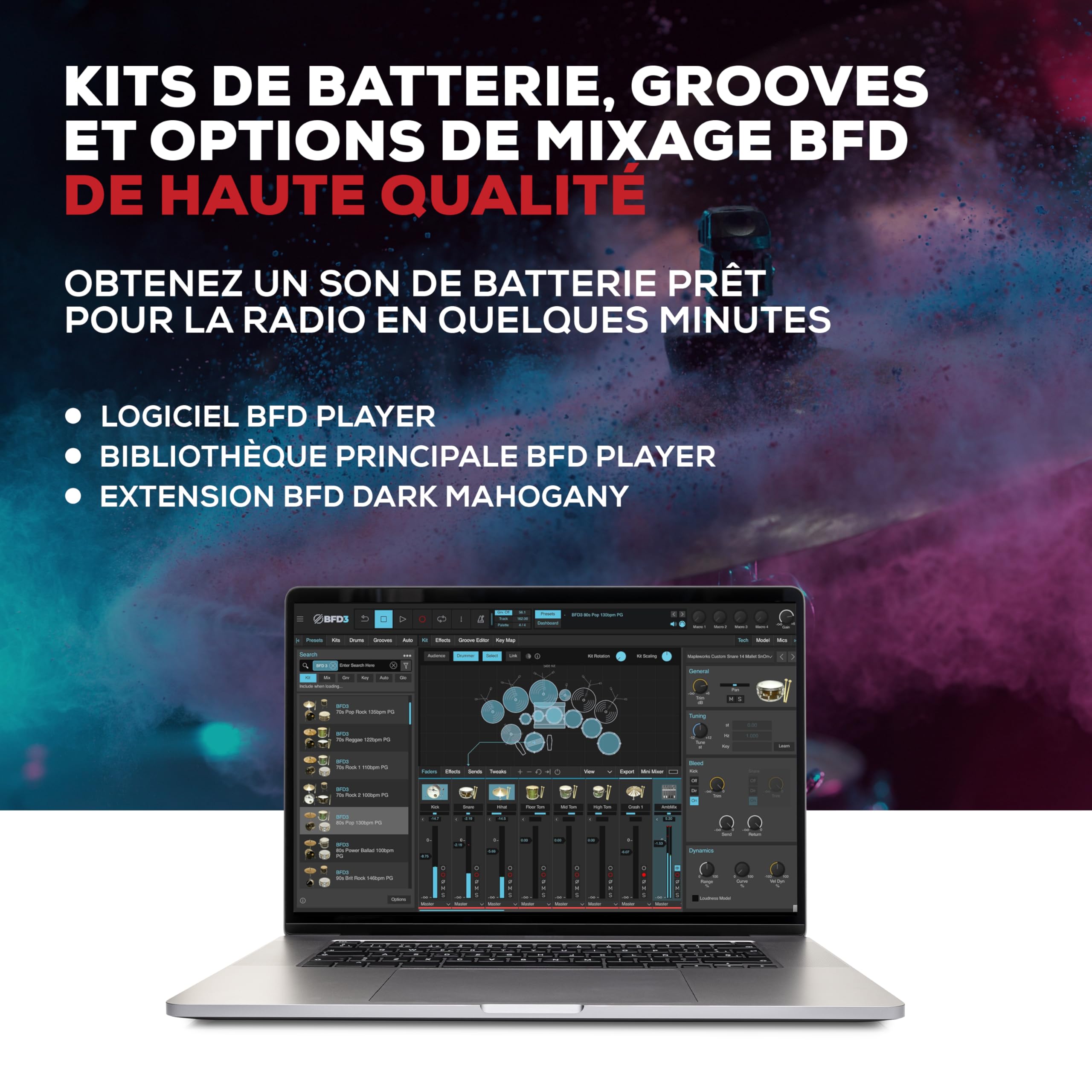 Alesis Nitro Ultimate Batterie Électronique avec Pads Maillés à Double Zone, Charleston Autonome, 640 Sons BFD Authentiques et 52 Kits, Bluetooth, Drumeo, USB MIDI, Compatible Double Grosse Caisse | 52 kits, 640 sons plus, audio Bluetooth, Hi-Hat mobile m
