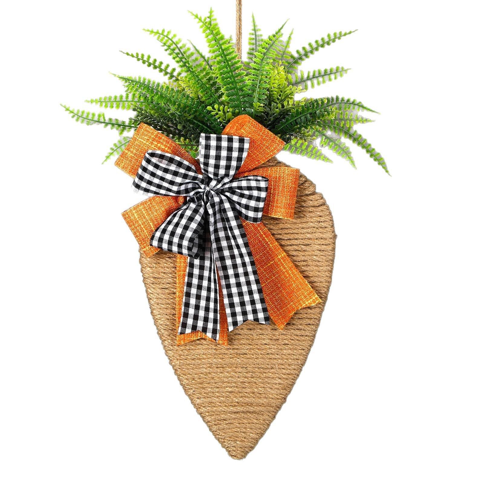 Jazuaiao Handwoven Rope Easter Carrot Wreath Hanging Ornament for Spring Parties Decor Natural Woven Rope Carrot Wreath