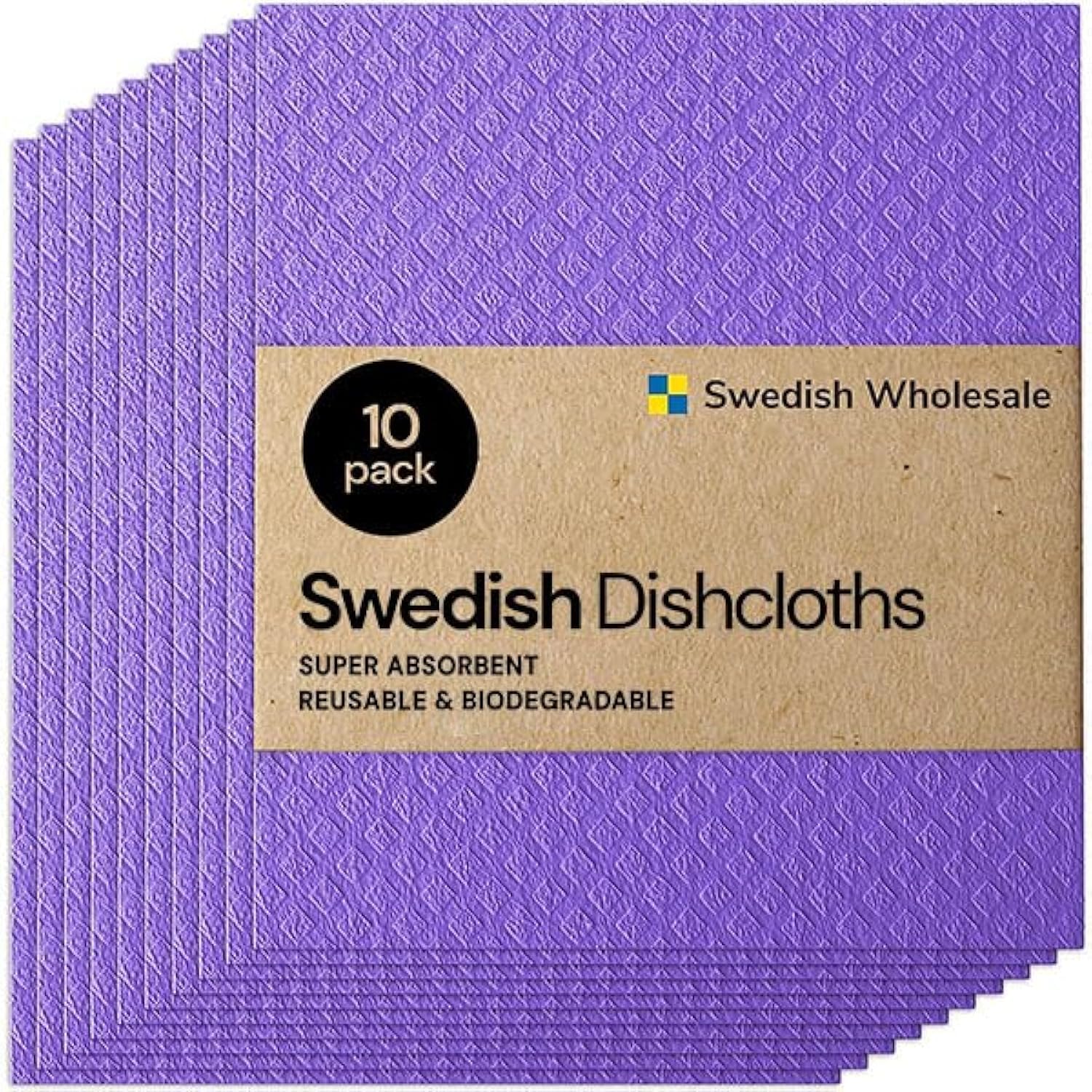 Swedish Dishcloth Cellulose Sponge Cloths – Bulk 10 Pack of Eco