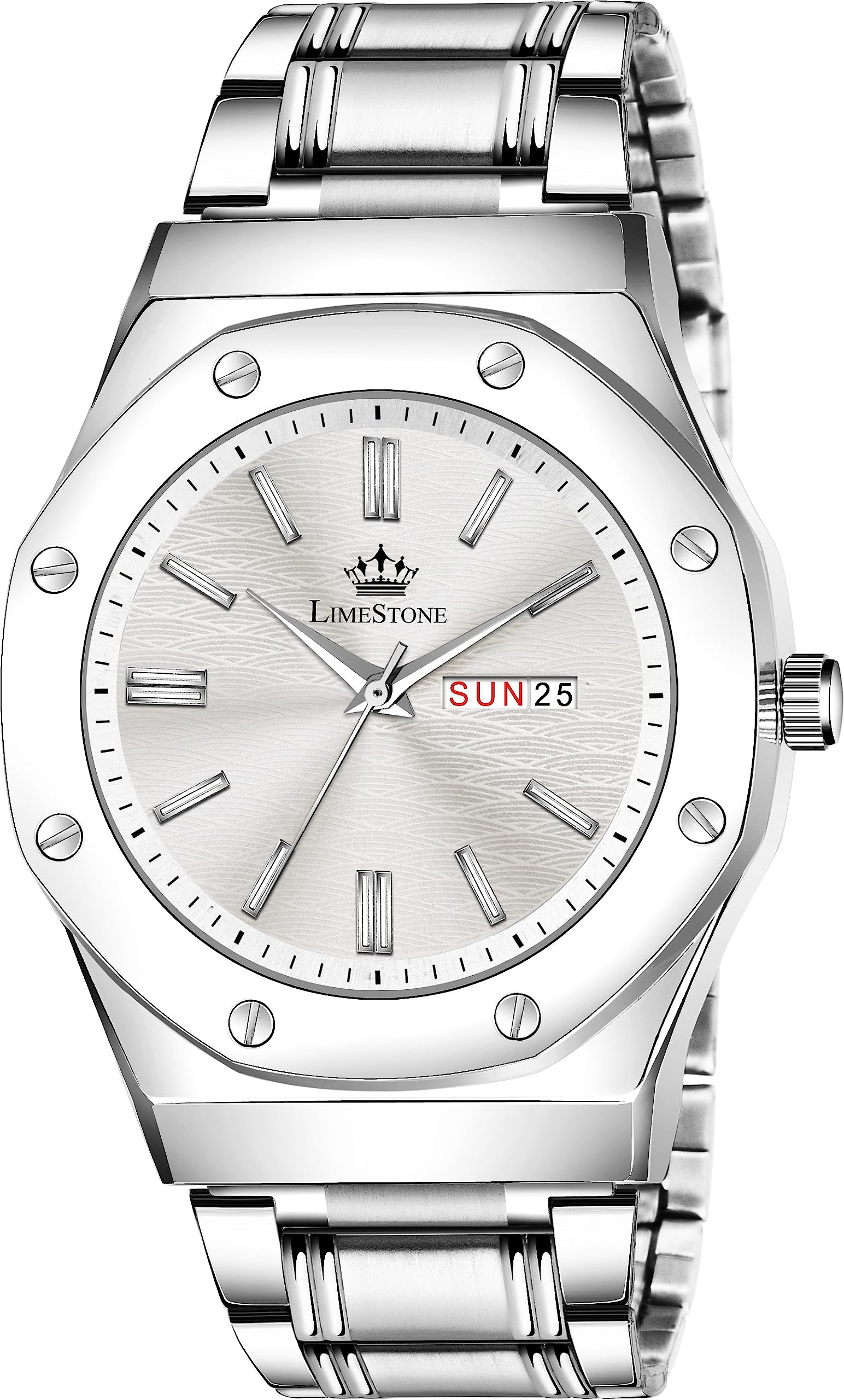 LIMESTONE Day and Date Display Screw Ring AP Design Quartz Analog Watch - for Men (B0CCJ2XTHT) Amazon Price History, Amazon Price Tracker