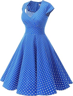 Rockabilly 1950er Vintage Retro Cocktailkleid mit Faltenrock im klassischen Stil für mollige Damen