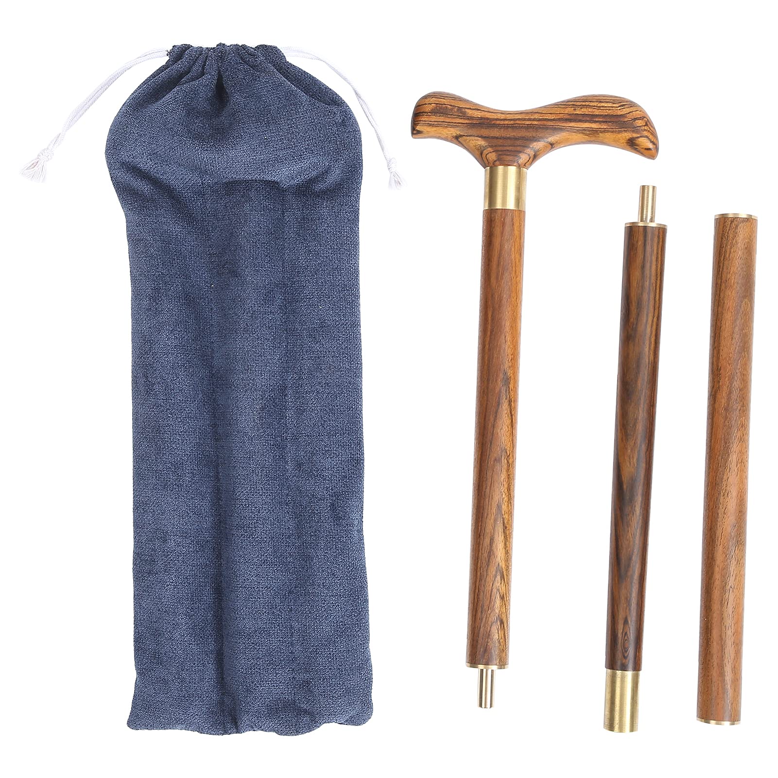 Elderly Walking Cane, Professional Folding Walking Stick Ebony Wooden Cane with T Handle for Elderly Mobility People
