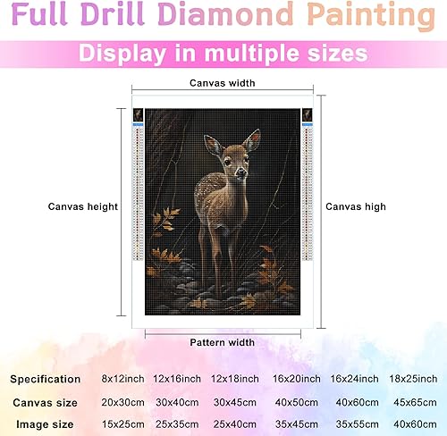 Miniatura 3 de Kits de pintura de diamantes 5D para adultos, ciervo pequeño, taladro completo, bordado de punto de cruz, pinturas de diamantes de imitación de