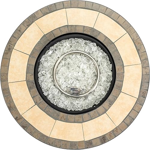 Miniatura 54 de Mesa para fogata de propano de 28 pulgadas, mesa de fuego de 50,000 BTU con tapa de acero, patas grandes, rocas de laval, pozo de fuego seguro