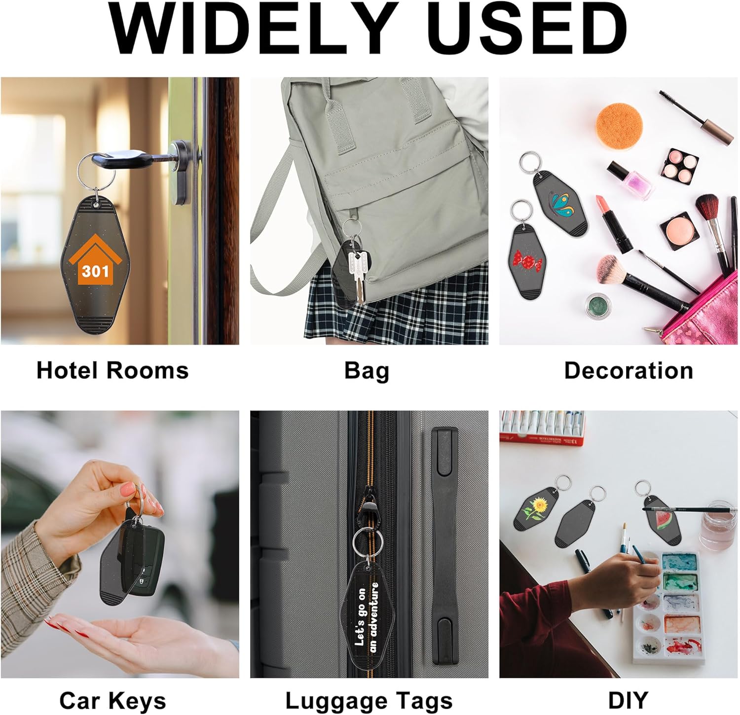 Yoption Blank Motel Keychain Bulk with Key Rings, Hotel Keychains Key Tag for Vinyl DIY Crafts - Image 5