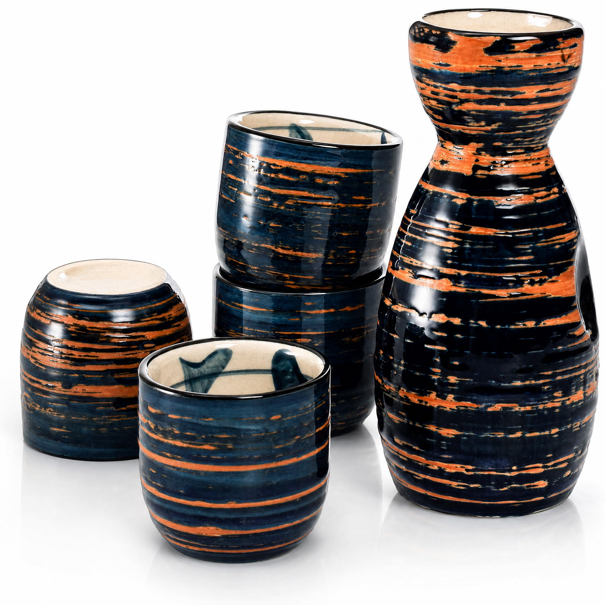 Ceramic Sake Set - Japanese Style Sake Glasses -1