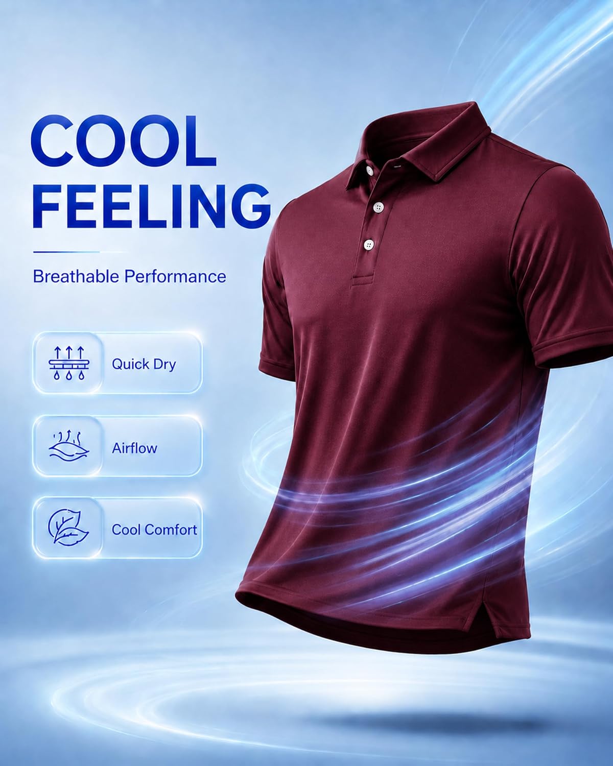Boladeci Men's Polo Shirts Short Sleeve Quick Dry Lightweight Performance Polo Golf Shirts for Men Work Casual Travel