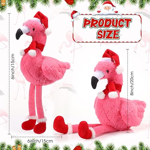 Miniatura 2 de Threan Muñeco de peluche navideño de 8 pulgadas con sombrero de Papá Noel para decoración navideña, regalos de Navidad e invierno (estilo alpaca)
