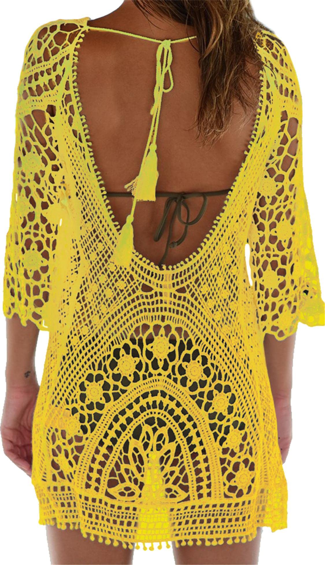 YloveM Vestido Playa Mujer, Pareos Playa Mujer Bikini Cover Traje de Baño Bikini Camisola Junto al Mar Vestido de Playa Bikini Cover up