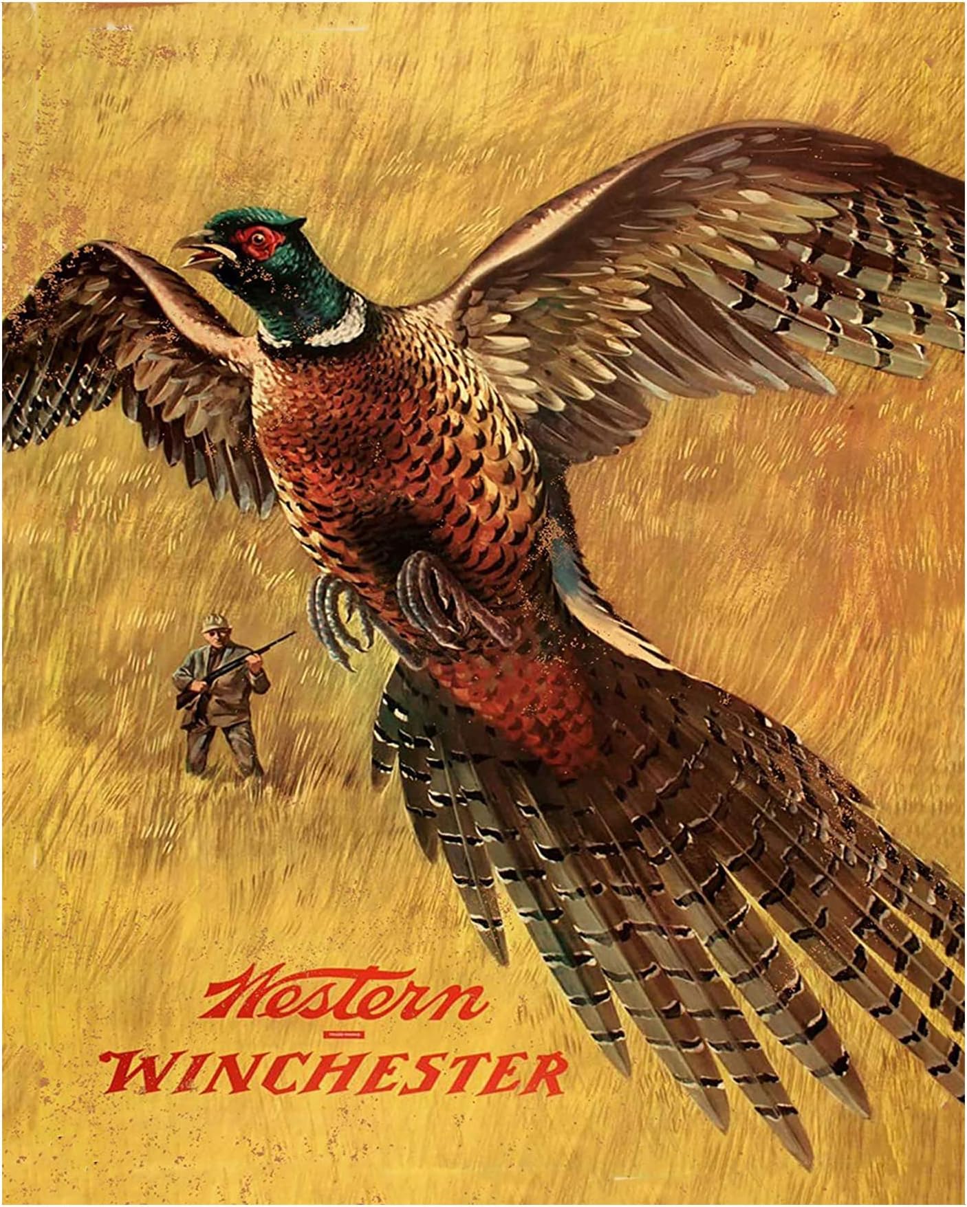 AMERICAN LUXURY GIFTS Winchester Pheasant Hunting Scene - Vintage Western Wall Decor for Man Cave, Lodge & Cabin - 8x10 Unframed Print