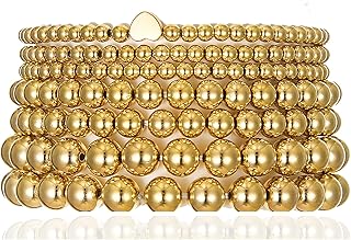 LKingel Gold Beaded Bracelets for Women 14K Gold Plated Stackable Bracelet Gold Bracelet Stack Delicate Stackable Gold Bracelets for Women