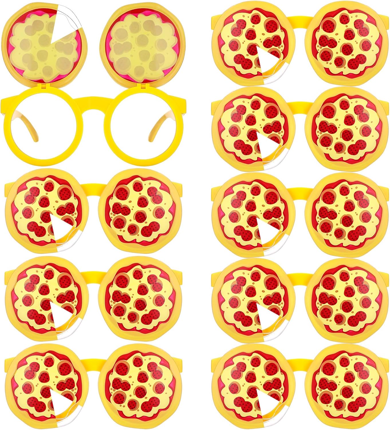 Kingdder 12 Pairs Funny Pizza Glasses Funny Novelty Party Sunglasses Decorations Creative Fancy Eyewear Photo Booth Props Accessories for Pizza Turtle Theme Birthday Party Decorations