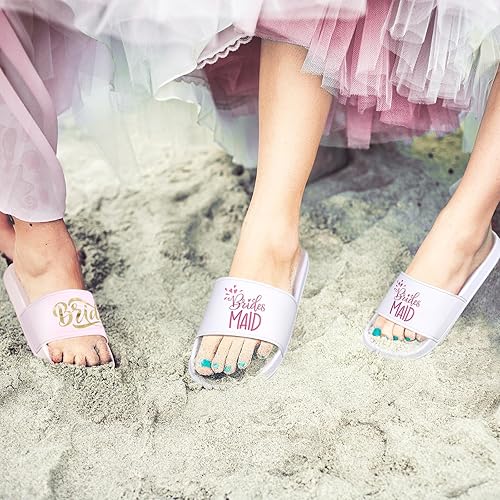 Miniatura 5 de Crowye 7 pares de sandalias de dama de honor para novia, pantuflas de boda a granel, para despedida de soltero, impermeables, para despedida de