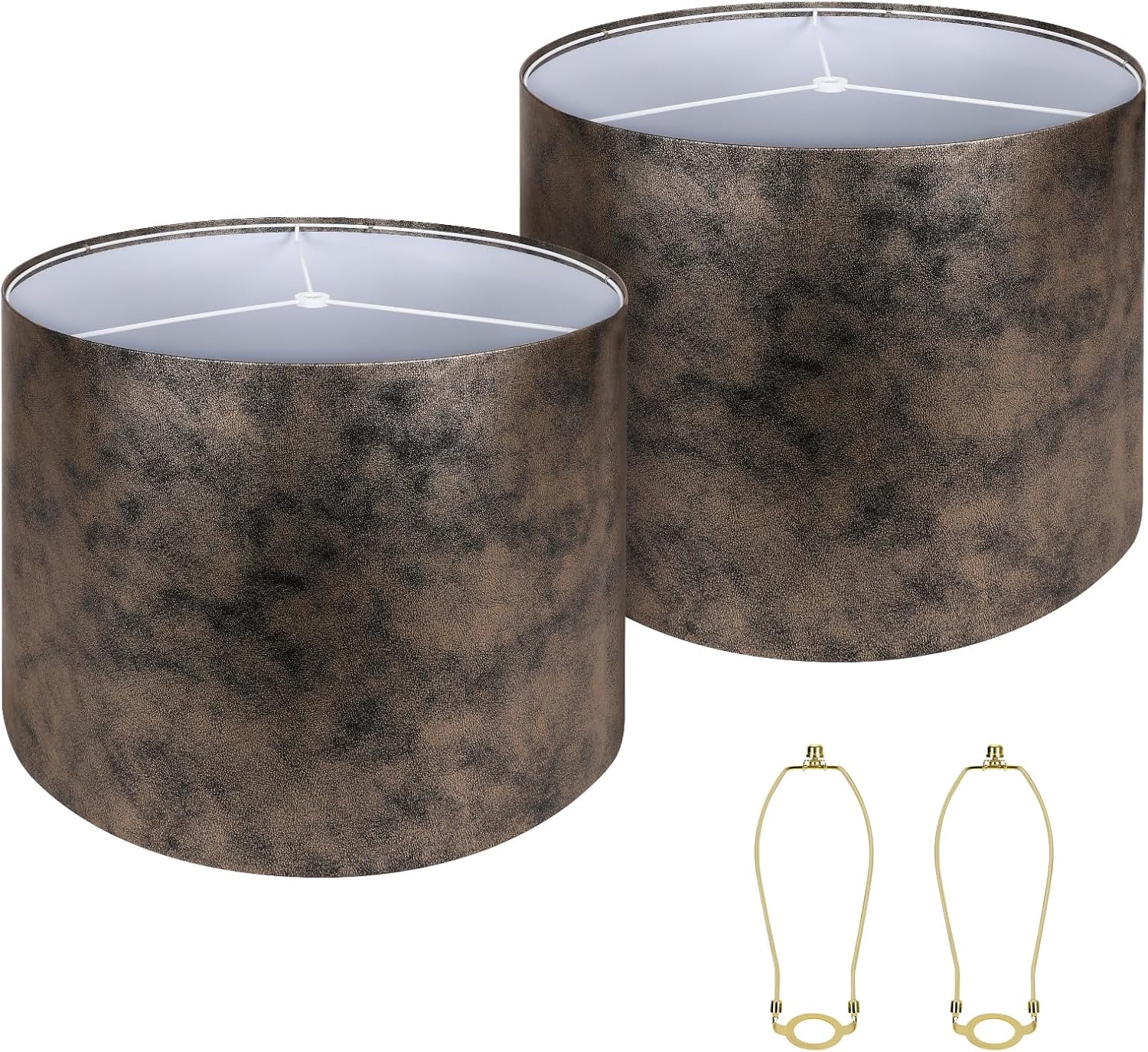 Lamp Shades set of 2 Large Drum Lampshade for Floor Lamps and Table Lamps Come With 2 Lamp Shade Holders New Crocodile Print Lampshade?Top 15"× Bottom15"× Height12" Spider Easy Assemble