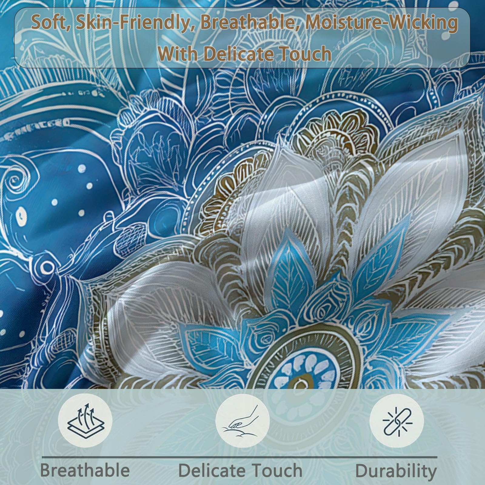 Modern Mysteriös Bettdecken 135x200cm 4 Jahreszeiten, Waschbar Bügelfrei Bettdecke ohne Bezug - Mandala Geometrie Hautfreundlich und Thermisch Ganzjahresdecke mit 2 Kissenbezug 80x80cm