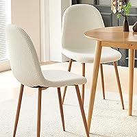 Vista 3 de Dining Kitchen Chairs Set of 4, Modern Upholstered Living Room Chairs White Comfortable Teddy Fabric Bedroom Chairs, Space Saving Dining Side Chairs