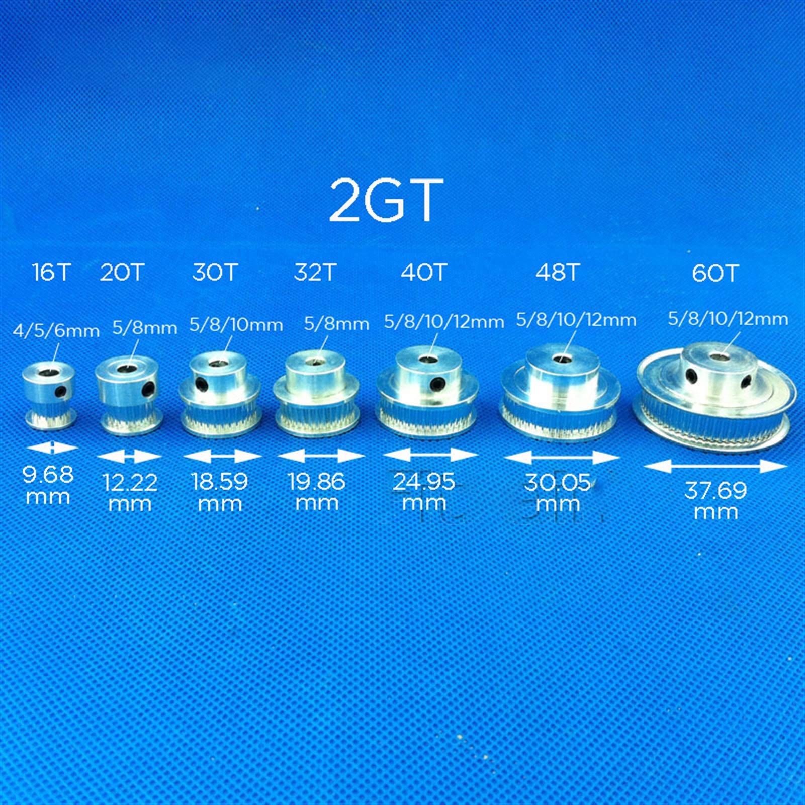 2GT Idler Timing Belt Pulley 16T-60T Teeth Synchronous Wheel- 6/10mm