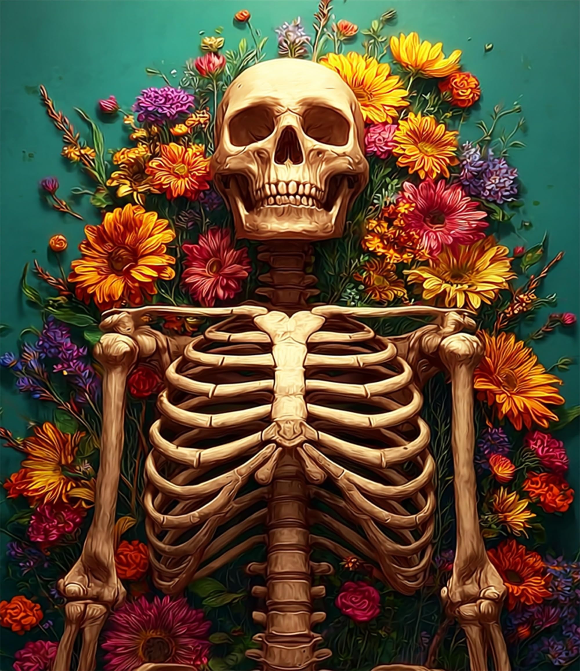 Wujiej Skeleton Diy Paint By Number For Adults,Painting Kits For Adult, Color By Numbers,Paint By Number Canvas Crafts Watercolor For Beginner Room Decor (Skeleton)