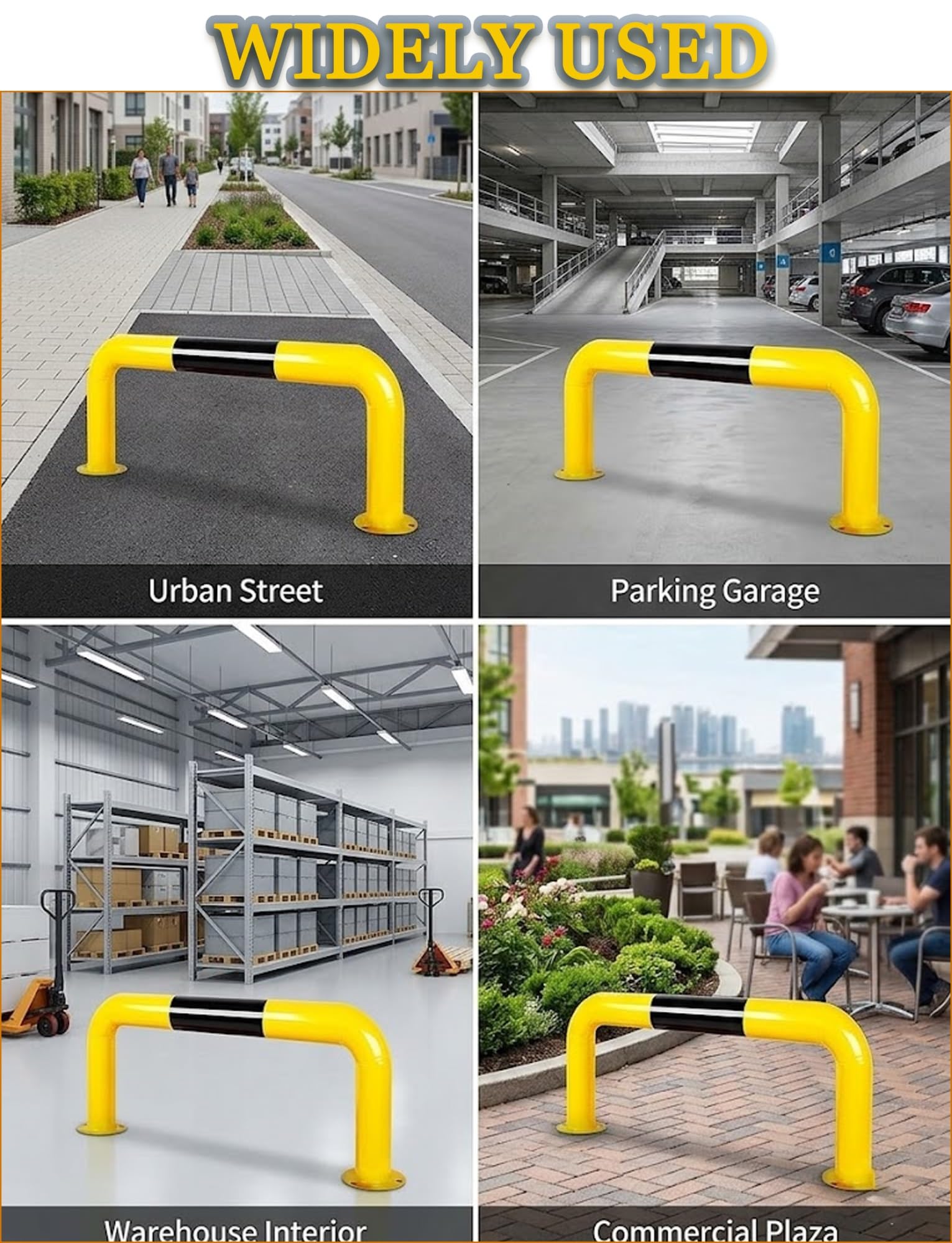 Dissuasore di sicurezza a forma di U, palo di parcheggio anti-collisione per la protezione del veicolo, ideale per magazzini e aree di parcheggio, design durevole e affidabile