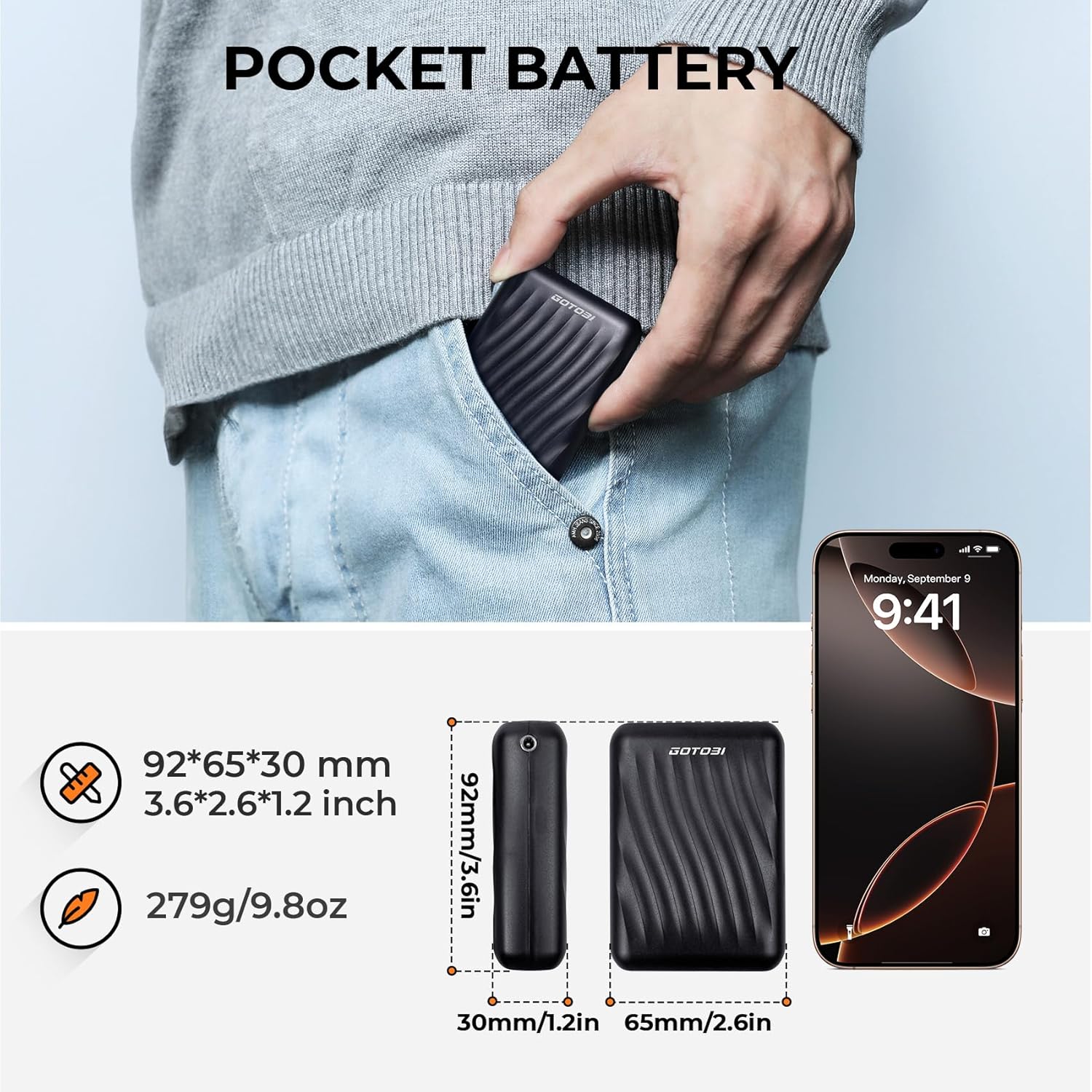 𝟭𝟮𝗩 𝟭𝟴𝟰𝟬𝟬𝗺𝗔𝗵 Heated Jacket Battery Pack - Power Bank with LED Display and 2 Adapter Cables for Wulcea, ULUSERN, Genovega, and Other Outdoor Heating Coat - Image 6