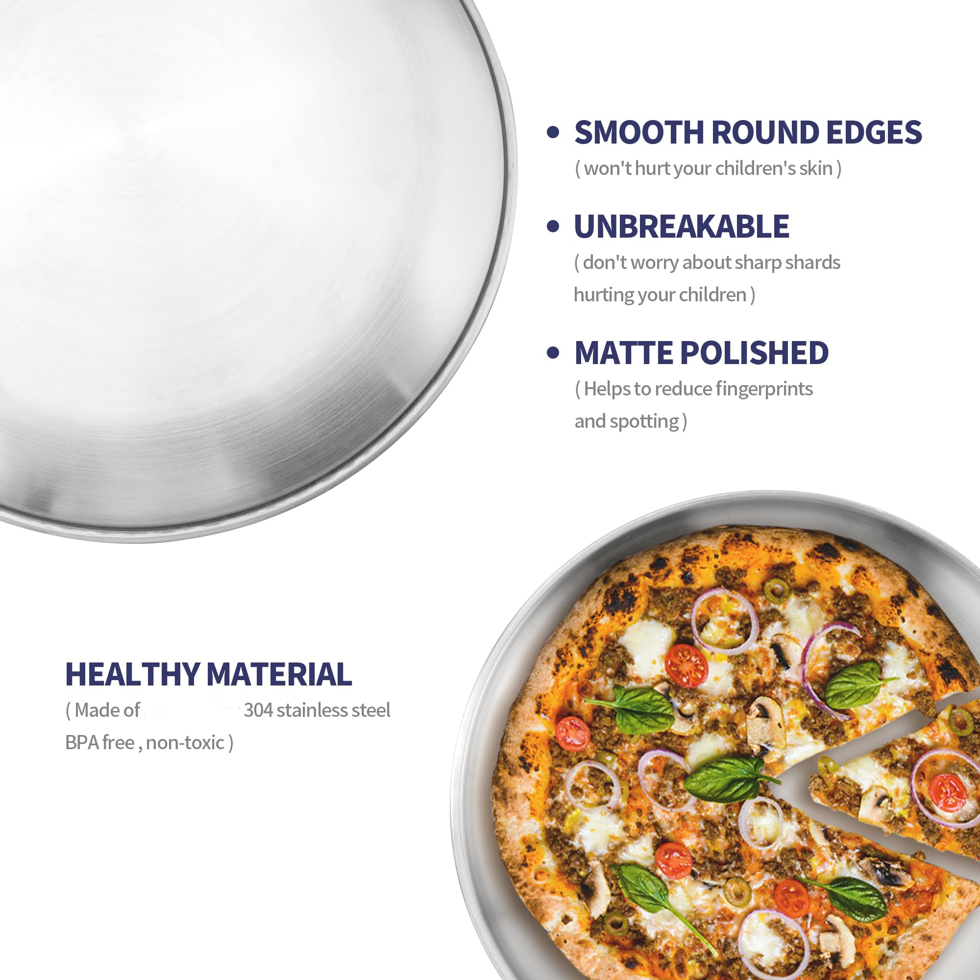 Paquete de 10 bandejas de pizza de acero inoxidable de 12 pulgadas, antiadherentes para hornear, bandejas redondas para hornear pizza a granel