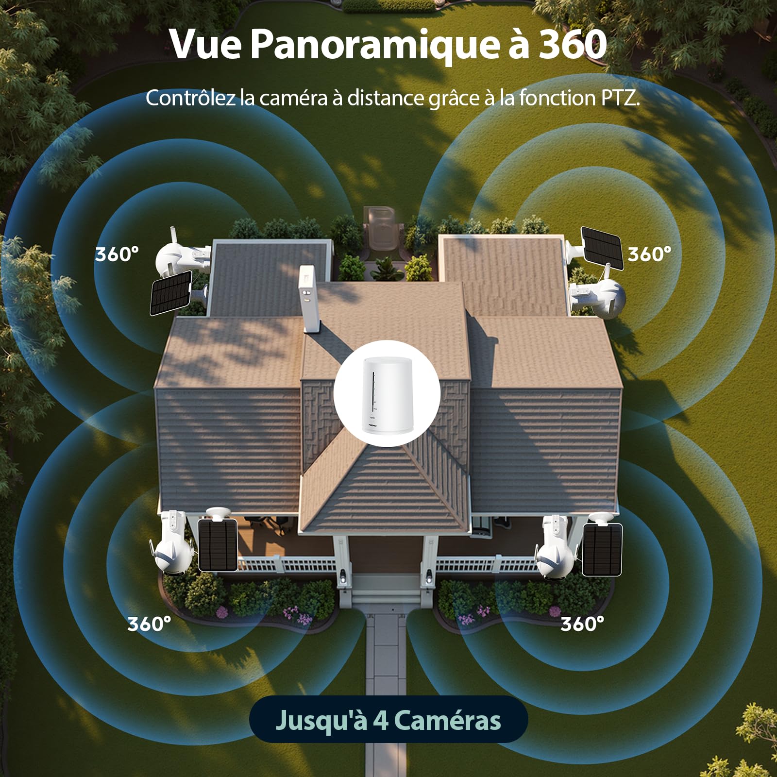 2K/4MP Camera Surveillance WiFi Exterieure sans Fil, Kit 4 Caméras
