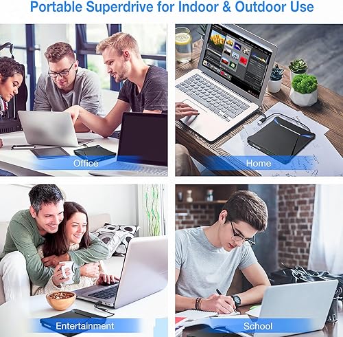 Miniatura 9 de Unidad de DVD externa, USB 3.0 Tipo-C portátil CD DVD Drive Burner Player Reader Writer con 2 puertos USB 3.0 y ranuras para tarjetas TFSD, unidad