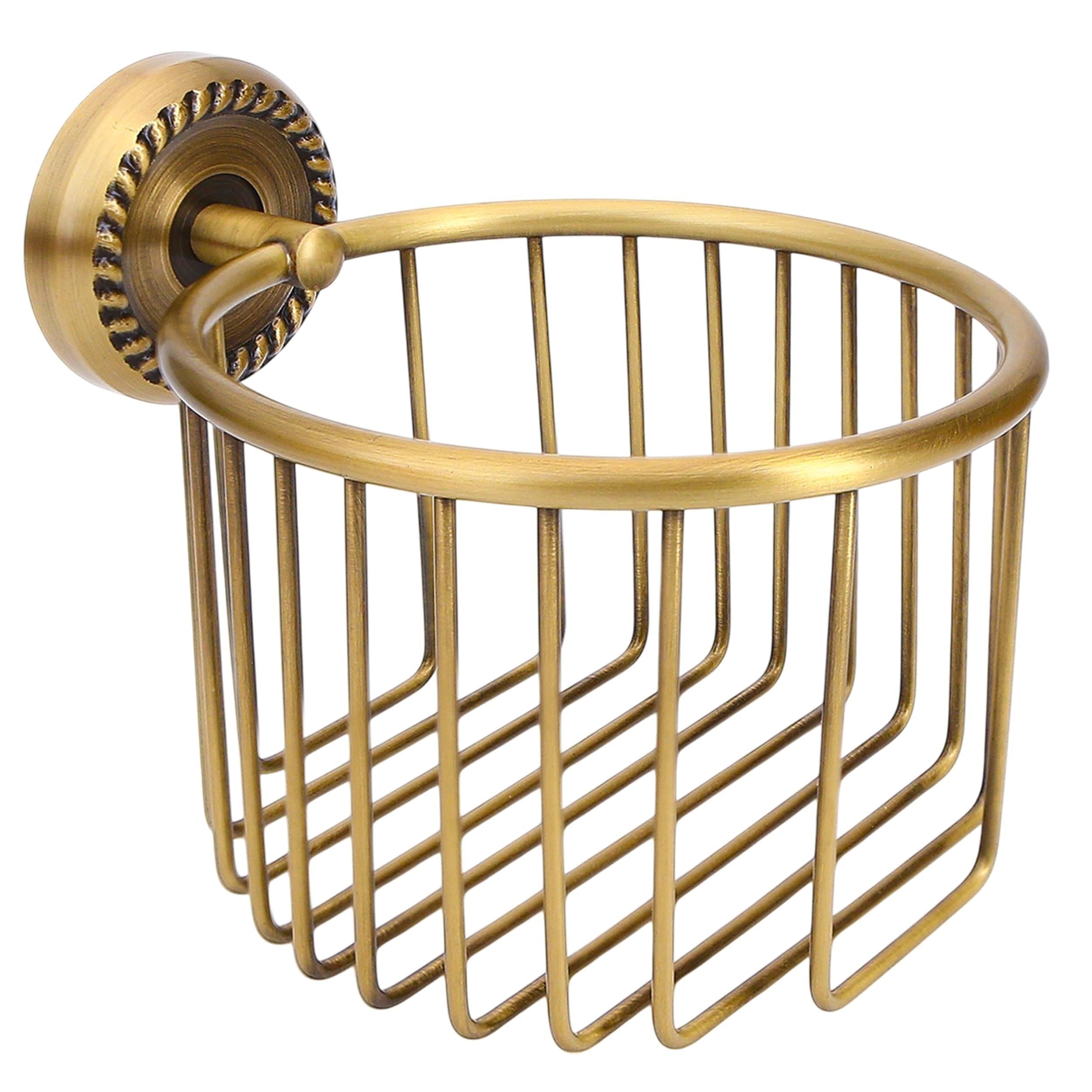 CIOIUGPIUK Wall-Mounted Toilet Paper Holder — Bathroom Accessory featuring a sturdy metal bracket and wrought-iron storage basket, suitable for holding toilet paper rolls or towels.