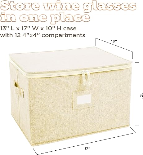 Miniatura 3 de storageLAB Contenedores de almacenamiento para copas de vino, organizador de carcasa dura para juegos de copas y cristalería, caja de almacenamiento
