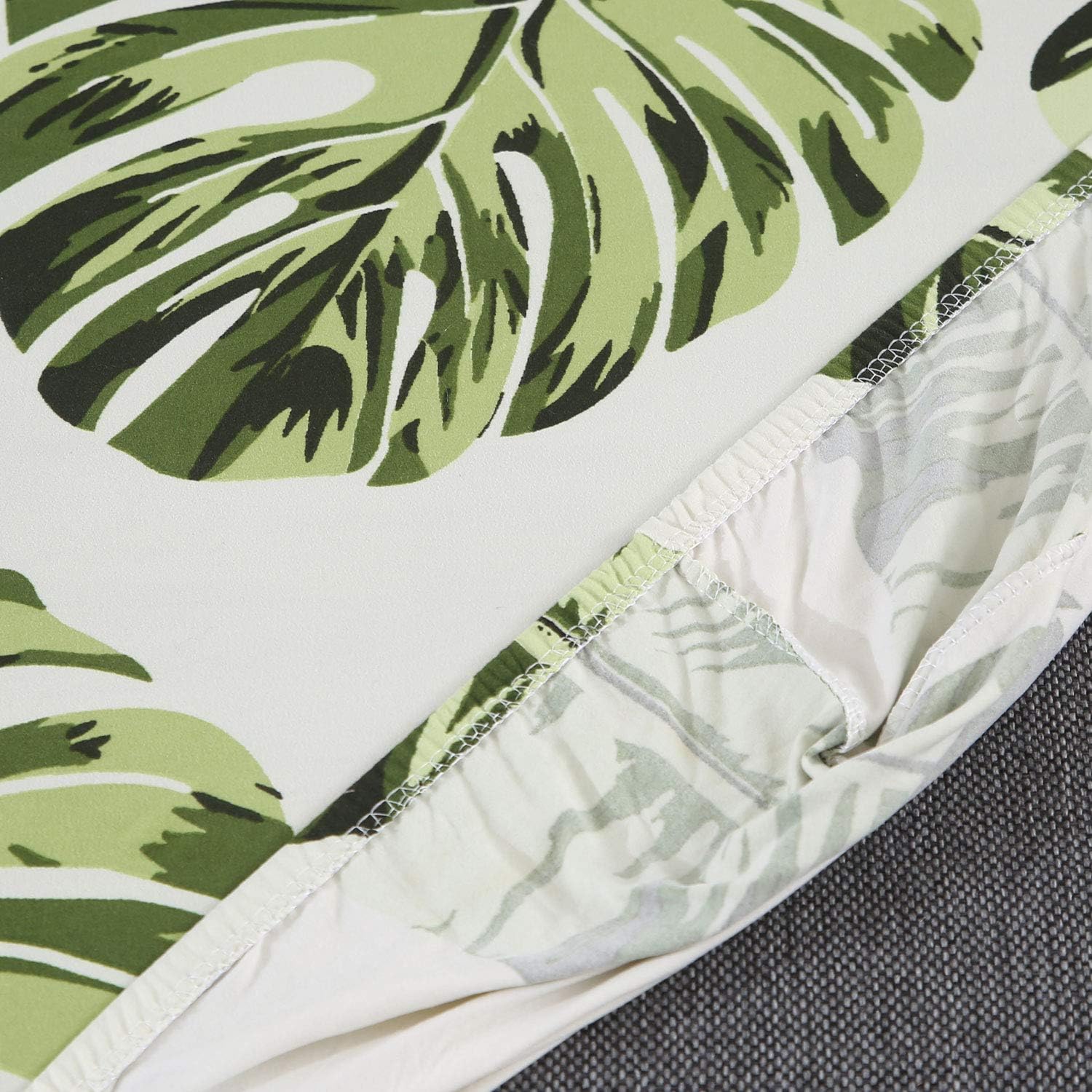 SoulFeel Set of 6 Dining Chair Covers, Stretch Spandex Dining Room Protector Slipcovers (Style 55, Green Leaves)