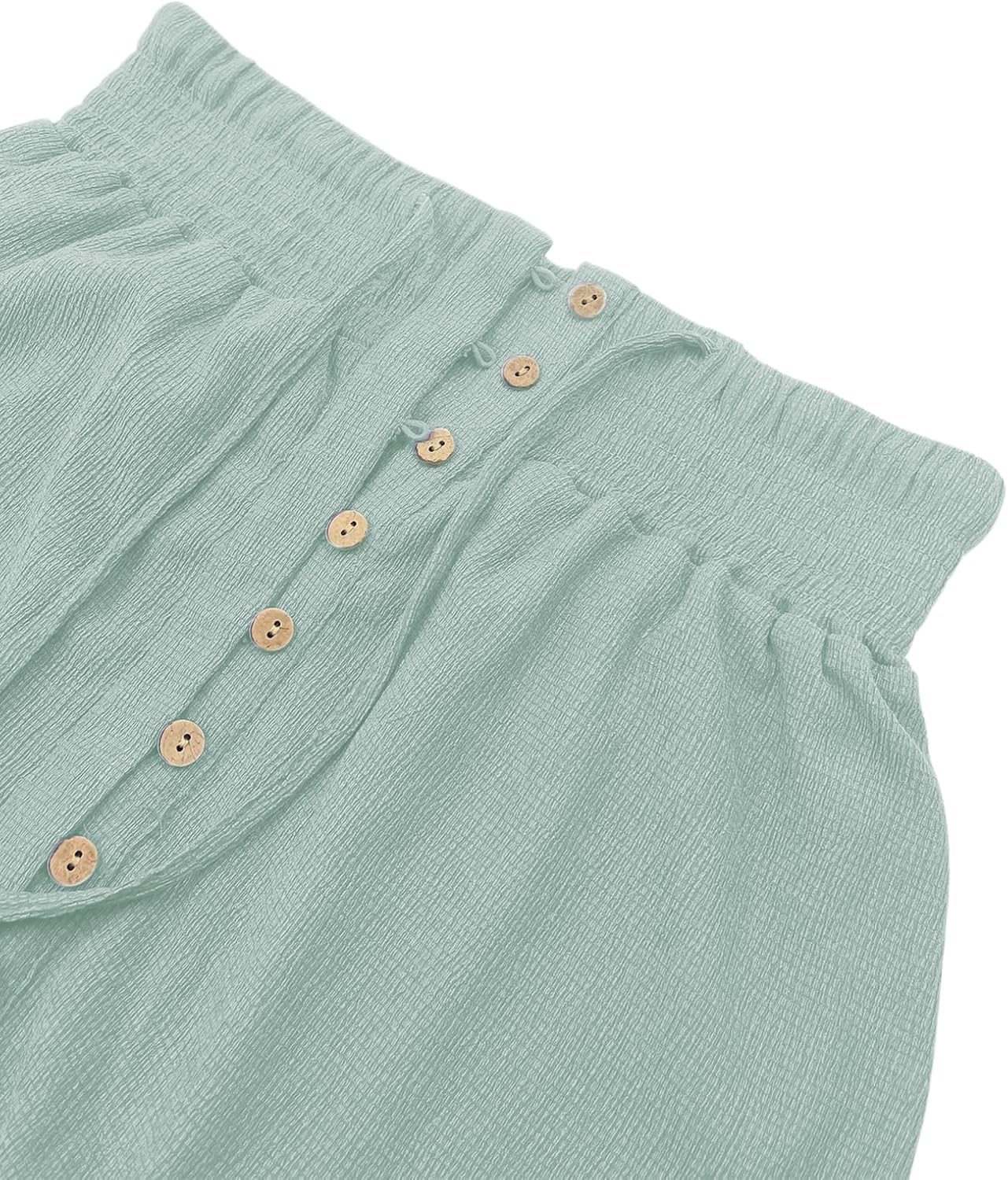 Minclouse Women's Elastic Tie Waist Button Down Maxi Skirts Casual Loose Flowy Swing Slit Front Dress - Image 5