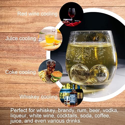 Miniatura 6 de Enkrio cubitos de hielo de acero inoxidable, 8 piedras reutilizables de whisky de acero inoxidable con pinzas de hielo, piedras de enfriamiento para