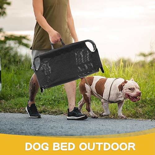 Miniatura 5 de Paquete de 2 camas elevadas para perros pequeños, gatos, catre elevado para perros con marco de hierro, cama plegable para mascotas para viajes al