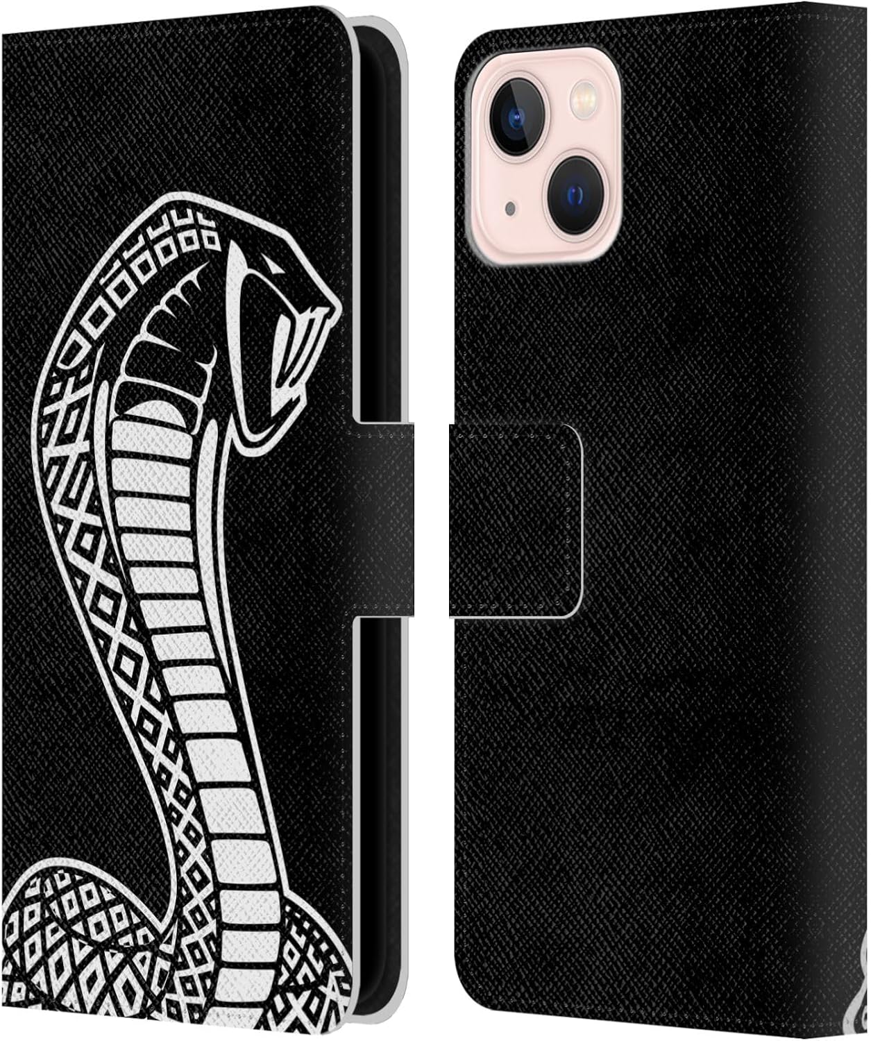 Head Case Designs Officially Licensed Shelby Distressed Black Logos Leather Book Wallet Case Cover Compatible with Apple iPhone 13